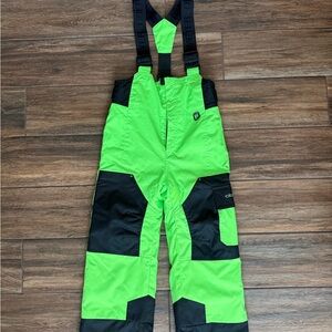 Obermeyer Kids' Neon Green and Black Overalls snow pants